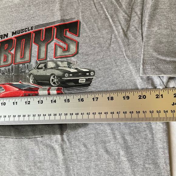 New Port Blue Men’s Short Sleeve T-shirt Size L, Gray, American Muscle Bad Boys - Picture 3 of 7